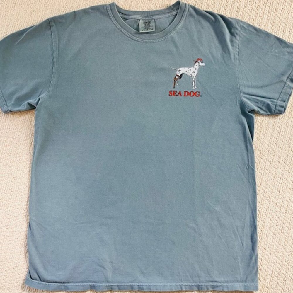 Seadog graphic t-shirt blue men's size LG surfing fishing